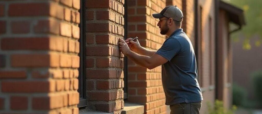 wall worker doing parging repair