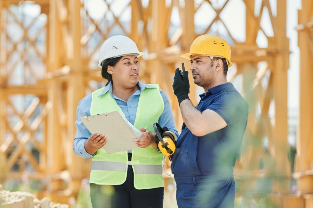 Workers communicating